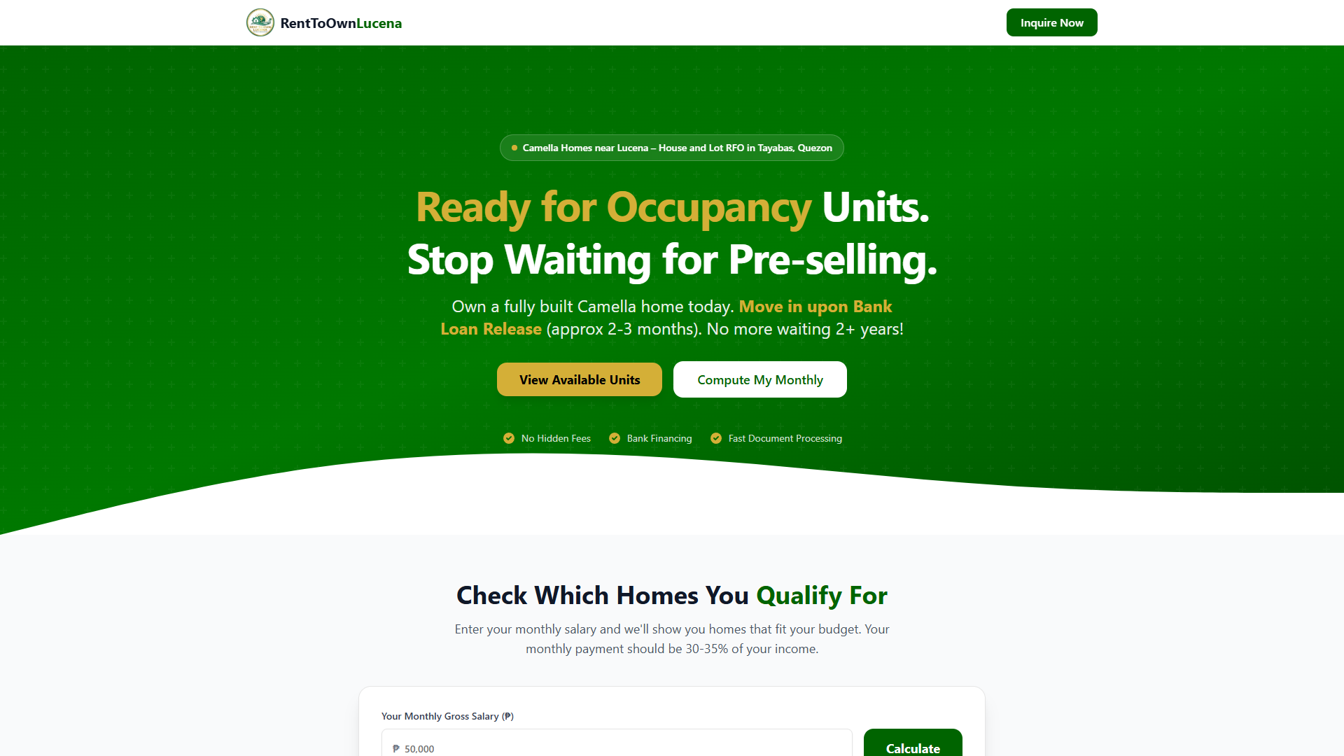 Rent to Own Lucena
